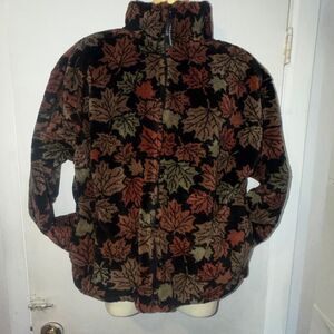 BLACK MOUNTAIN OUTDOOR Vintage Maple Leaf Print Full Zip Fleece Jacket-L